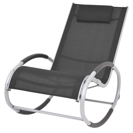 Silla mecedora de jardín de textilene negro de vidaXL, Sillas de jardín - Ref: Foro24-47781, Precio: 112,99 €, Descuento: %