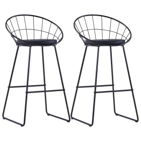 Kitchen bar stool 2 units black synthetic leather by vidaXL, Kitchen stools - Ref: Foro24-247276, Price: 132,51 €, Discount: %