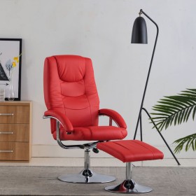 Red synthetic leather recliner with footrest by vidaXL, Armchairs - Ref: Foro24-248658, Price: 356,36 €, Discount: %