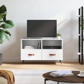 Glossy white plywood TV cabinet 80x36x50 cm by vidaXL, TV Furniture - Ref: Foro24-828942, Price: 54,16 €, Discount: %