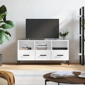 Mueble de TV madera contrachapada blanco brillo 102x36x50 cm de vidaXL, Muebles TV - Ref: Foro24-829046, Precio: 67,99 €, Des...