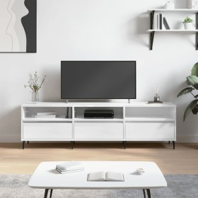 Glossy white plywood TV cabinet 150x30x44.5 cm by vidaXL, TV Furniture - Ref: Foro24-831294, Price: 100,84 €, Discount: %