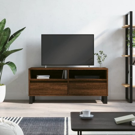 Oak brown plywood TV cabinet 100x34.5x44.5 cm by vidaXL, TV Furniture - Ref: Foro24-831251, Price: 77,83 €, Discount: %