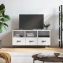 Glossy white plywood TV cabinet 102x36x50 cm by vidaXL, TV Furniture - Ref: Foro24-829006, Price: 60,78 €, Discount: %