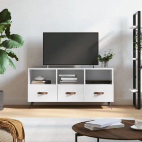 Mueble de TV madera contrachapada blanco brillo 102x36x50 cm de vidaXL, Muebles TV - Ref: Foro24-829006, Precio: 60,85 €, Des...