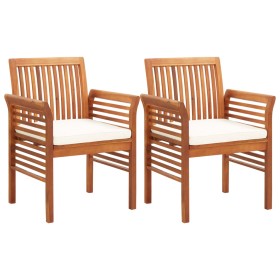 Garden dining chairs 2 units with solid acacia wood cushions by vidaXL, Garden chairs - Ref: Foro24-45965, Price: 205,48 €, D...