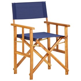 Solid acacia wood director's chair in blue. by vidaXL, Garden chairs - Ref: Foro24-45952, Price: 62,92 €, Discount: %