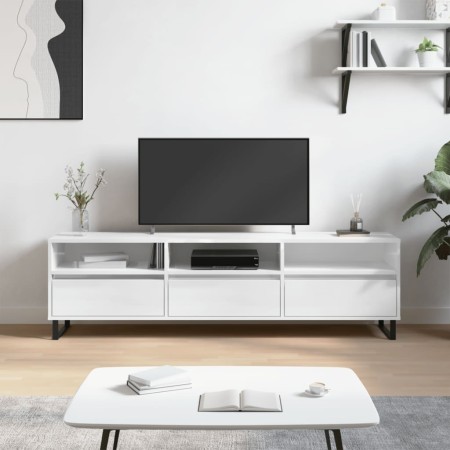 Mueble de TV madera contrachapada blanco brillo 150x30x44,5 cm de vidaXL, Muebles TV - Ref: Foro24-831302, Precio: 129,99 €, ...