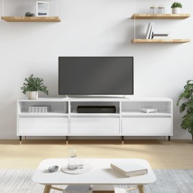 Mueble de TV madera contrachapada blanco brillo 150x30x44,5 cm de vidaXL, Muebles TV - Ref: Foro24-831262, Precio: 90,99 €, D...