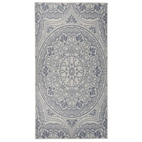 Alfombra de exterior de tejido plano rayas azules 80x150 cm de vidaXL, Alfombras - Ref: Foro24-340827, Precio: 23,99 €, Descu...