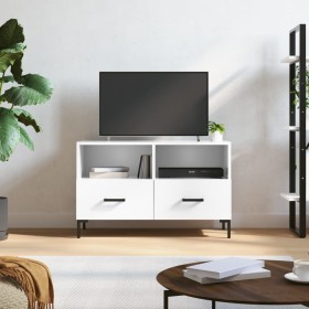 Mueble de TV madera contrachapada blanco brillo 80x36x50 cm de vidaXL, Muebles TV - Ref: Foro24-828974, Precio: 70,99 €, Desc...