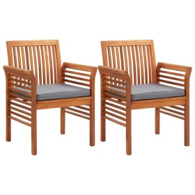 Garden dining chairs 2 units with solid acacia wood cushions by vidaXL, Garden chairs - Ref: Foro24-45970, Price: 212,27 €, D...