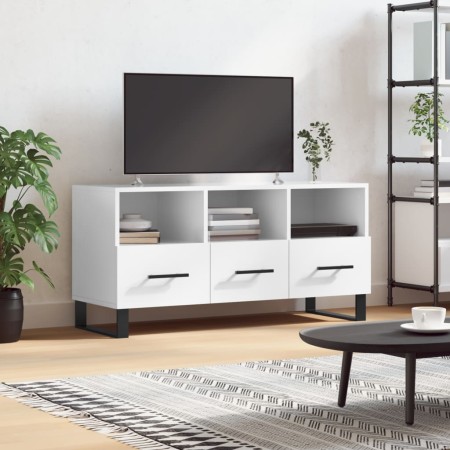 Glossy white plywood TV cabinet 102x36x50 cm by vidaXL, TV Furniture - Ref: Foro24-829062, Price: 64,30 €, Discount: %