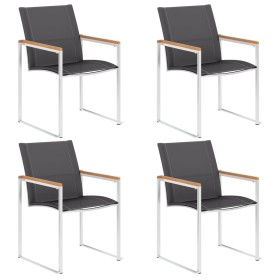 Garden chairs 4 units textilene and gray stainless steel by vidaXL, Garden chairs - Ref: Foro24-46516, Price: 360,48 €, Disco...