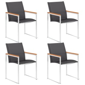 Garden chairs 4 units, gray textilene and stainless steel. by vidaXL, Garden chairs - Ref: Foro24-46496, Price: 291,36 €, Dis...