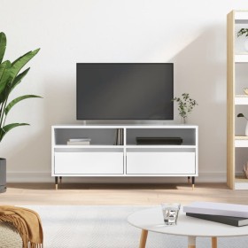 Glossy white plywood TV cabinet 100x34.5x44.5cm by vidaXL, TV Furniture - Ref: Foro24-831230, Price: 77,40 €, Discount: %