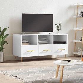 Glossy white plywood TV cabinet 102x36x50 cm by vidaXL, TV Furniture - Ref: Foro24-829022, Price: 82,99 €, Discount: %