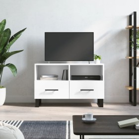 Glossy white plywood TV cabinet 80x36x50 cm by vidaXL, TV Furniture - Ref: Foro24-828998, Price: 60,37 €, Discount: %