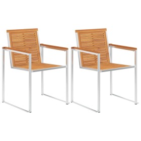 Garden chairs 2 pcs solid acacia wood and stainless steel by vidaXL, Garden chairs - Ref: Foro24-46495, Price: 236,30 €, Disc...