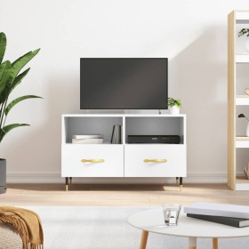 Mueble de TV madera contrachapada blanco brillo 80x36x50 cm de vidaXL, Muebles TV - Ref: Foro24-828950, Precio: 54,99 €, Desc...