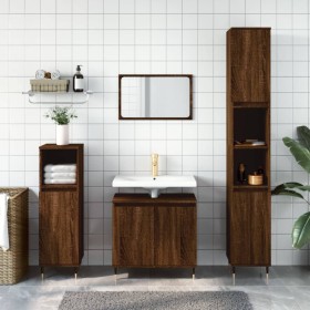 Armario de baño madera de ingeniería marrón roble 58x33x60 cm de vidaXL, Tocadores de baño - Ref: Foro24-831579, Precio: 47,4...