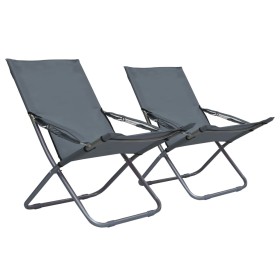 Folding beach chairs 2 units gray fabric by vidaXL, Garden chairs - Ref: Foro24-47905, Price: 91,99 €, Discount: %