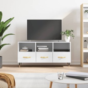 Mueble de TV madera contrachapada blanco brillo 102x36x50 cm de vidaXL, Muebles TV - Ref: Foro24-829014, Precio: 60,99 €, Des...