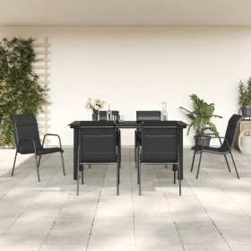 Garden dining set 7 pieces steel and black textilene by vidaXL, Garden sets - Ref: Foro24-3200715, Price: 522,99 €, Discount: %