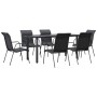 Garden dining set 7 pieces steel and black textilene by vidaXL, Garden sets - Ref: Foro24-3200715, Price: 523,07 €, Discount: %