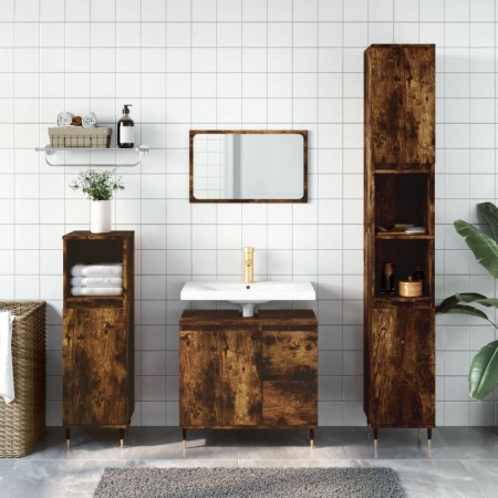 Smoked oak plywood bathroom cabinet 65x33x60 cm by vidaXL, bathroom vanities - Ref: Foro24-831601, Price: 75,99 €, Discount: %