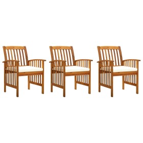 Garden dining chairs 3 units with solid acacia wood cushions by vidaXL, Garden chairs - Ref: Foro24-312129, Price: 256,99 €, ...