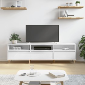 Mueble de TV madera contrachapada blanco brillo 150x30x44,5 cm de vidaXL, Muebles TV - Ref: Foro24-831270, Precio: 109,99 €, ...