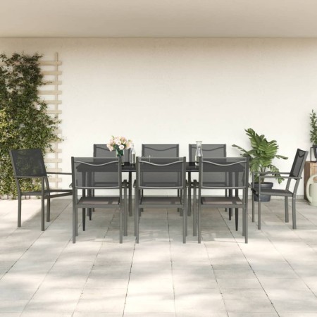 Garten-Essset 9-teilig aus Stahl und schwarzem Textilene von vidaXL, Gartensets - Ref: Foro24-3200725, Preis: 521,99 €, Rabat...