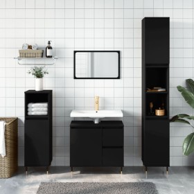 Armario de baño madera contrachapada negro 65x33x60 cm de vidaXL, Tocadores de baño - Ref: Foro24-831597, Precio: 62,34 €, De...