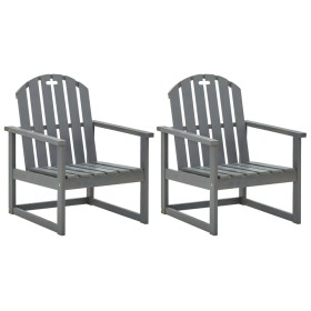 Garden armchairs 2 units solid gray acacia wood by vidaXL, Garden chairs - Ref: Foro24-312419, Price: 143,07 €, Discount: %