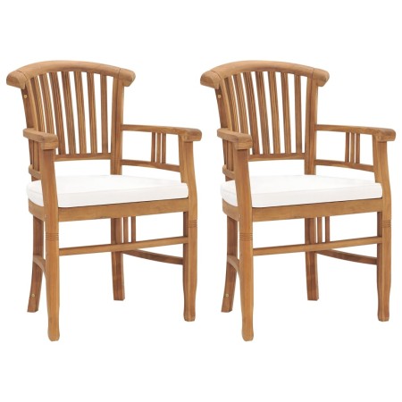 Garden chairs 2 pcs teak wood with cream white cushions by vidaXL, Garden chairs - Ref: Foro24-315461, Price: 233,14 €, Disco...