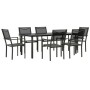 Garden dining set, 7 pieces, black steel and textilene by vidaXL, Garden sets - Ref: Foro24-3200732, Price: 450,48 €, Discoun...