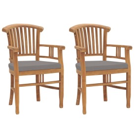 Garden chairs 2 pcs solid teak wood and dark gray cushions by vidaXL, Garden chairs - Ref: Foro24-315462, Price: 334,99 €, Di...