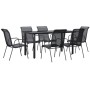 Juego de comedor para jardín 7 piezas acero y textilene negro de vidaXL, Conjuntos de jardín - Ref: Foro24-3200695, Precio: 4...