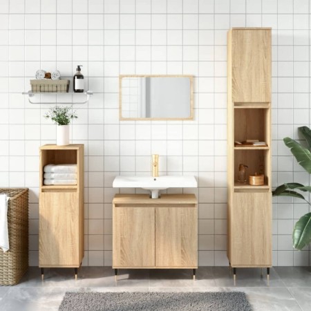 Engineered wood bathroom cabinet in Sonoma oak, 58x33x60 cm. by vidaXL, bathroom vanities - Ref: Foro24-831575, Price: 50,99 ...