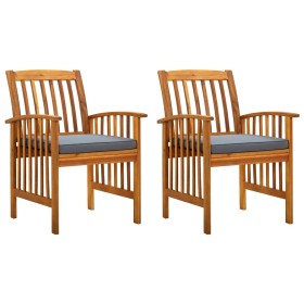 Garden dining chairs 2 units with solid acacia wood cushions by vidaXL, Garden chairs - Ref: Foro24-312130, Price: 166,74 €, ...