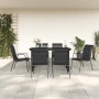 Garden dining set, 7 pieces, black steel and textilene by vidaXL, Garden sets - Ref: Foro24-3200713, Price: 447,76 €, Discoun...