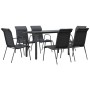 Garden dining set, 7 pieces, black steel and textilene by vidaXL, Garden sets - Ref: Foro24-3200713, Price: 447,76 €, Discoun...