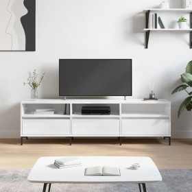 Mueble de TV madera contrachapada blanco brillo 150x30x44,5 cm de vidaXL, Muebles TV - Ref: Foro24-831286, Precio: 98,24 €, D...