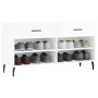 Glossy white engineered wood shoe bench 102x35x55 cm by vidaXL, Shoe racks and shoe organizers - Ref: Foro24-829758, Price: 6...