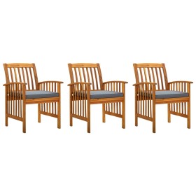 Sillas de comedor jardín 3 uds con cojines madera maciza acacia de vidaXL, Sillas de jardín - Ref: Foro24-312131, Precio: 267...