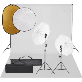 Photographic studio kit with set of lights, background and reflector by vidaXL, Flashes and studio lighting - Ref: Foro24-309...