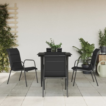 Garden dining set 5 pieces steel and black textilene by vidaXL, Garden sets - Ref: Foro24-3200703, Price: 277,66 €, Discount: %