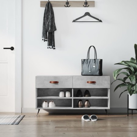 Engineered wood shoe bench in gray concrete finish, 102x35x55 cm. by vidaXL, Shoe racks and shoe organizers - Ref: Foro24-829...