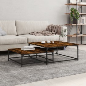 Stapelbare Couchtische, 2 Stück, Holzwerkstoff, Raucheiche von vidaXL, Couchtisch - Ref: Foro24-832820, Preis: 61,99 €, Rabat...